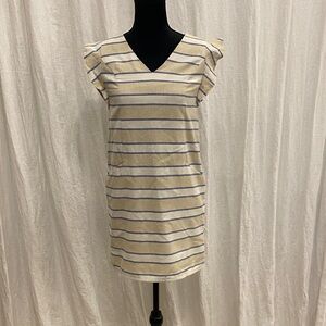 Japan Brand Mercury Duo Striped V-Neck Dress with Flutter Sleeves